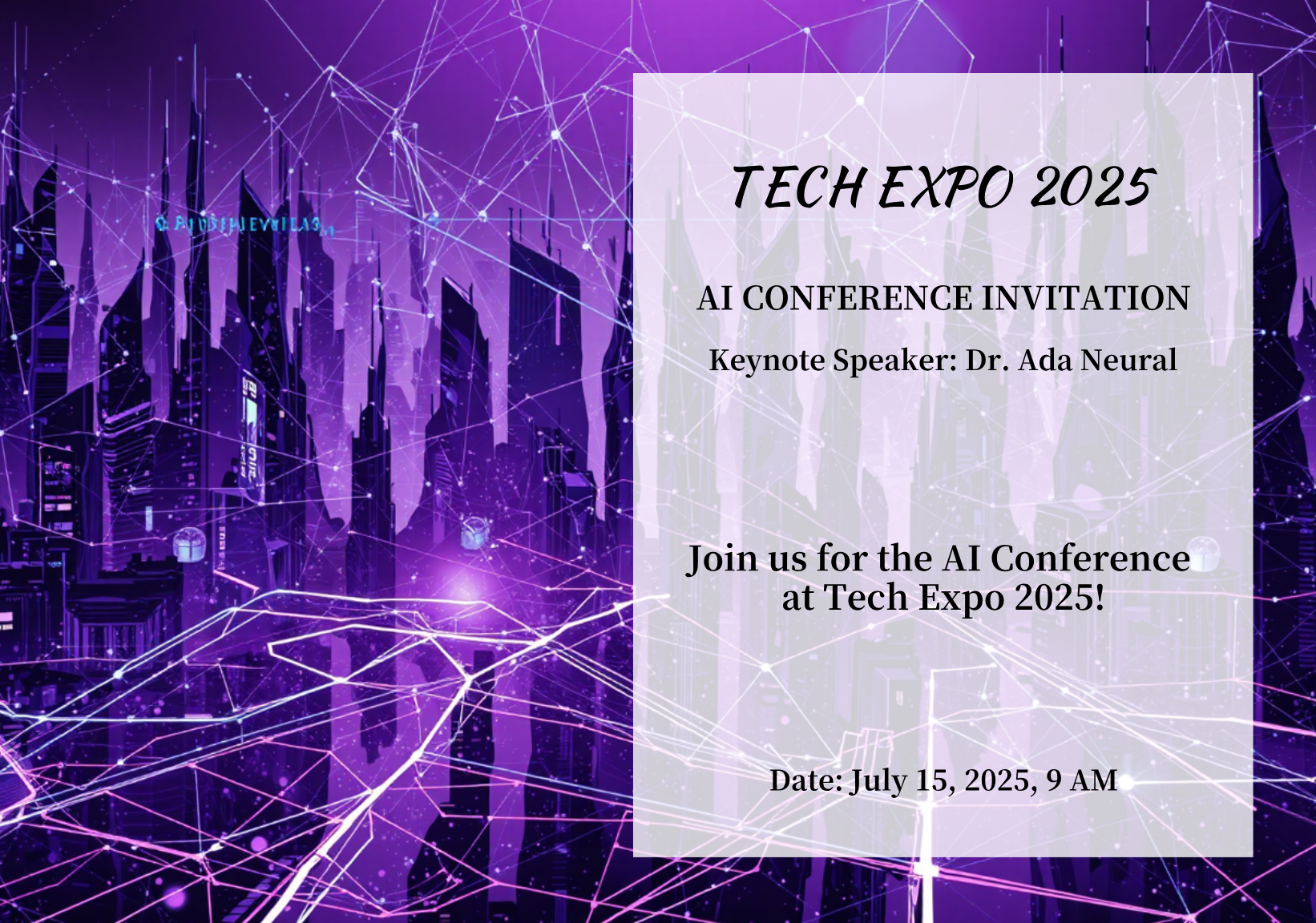 Tech Expo 2025 AI Postcard Template - AI Designs by MolyPix.AI