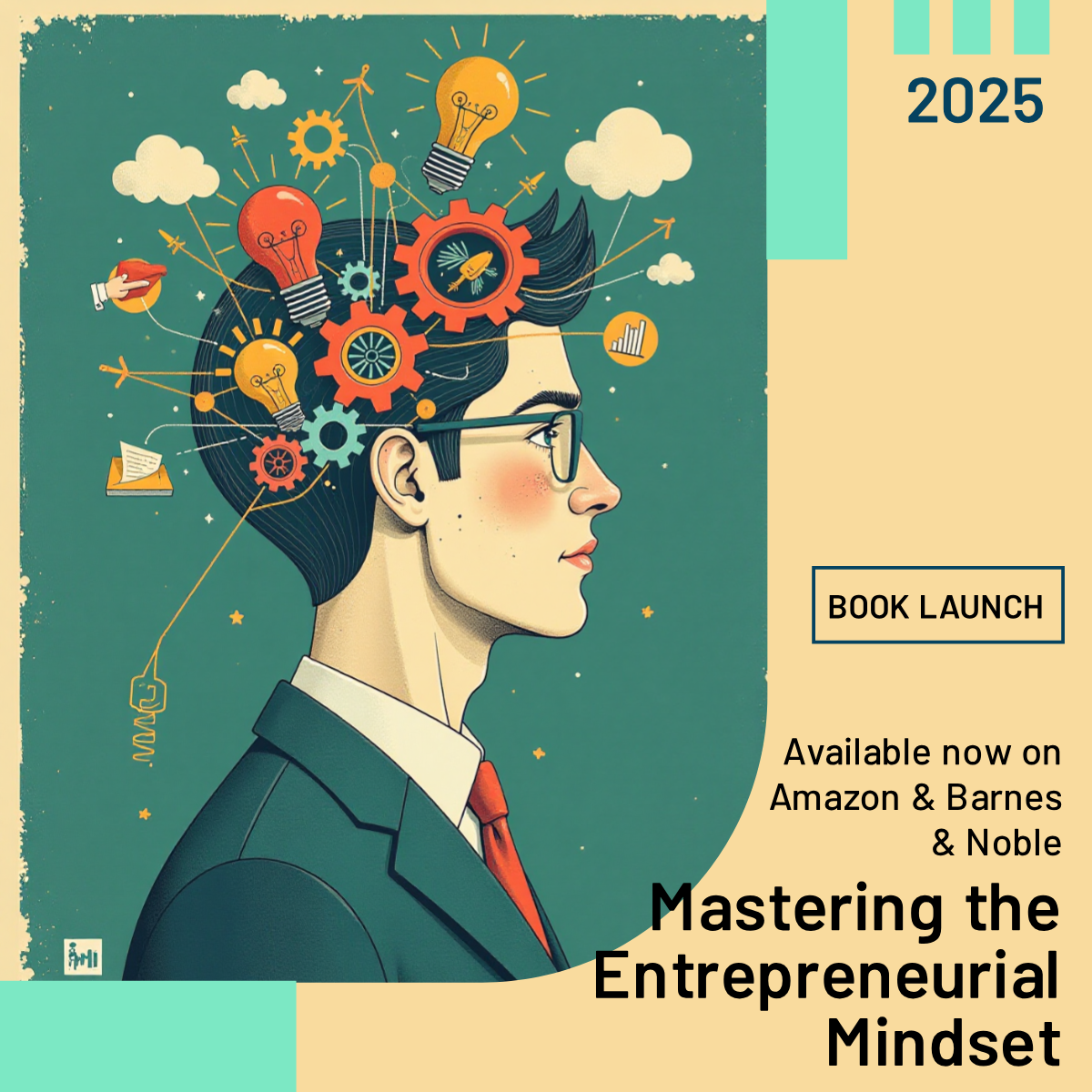 Make your professional Linkedin post popup with a custom Entrepreneurial Mindset 2025 Book LinkedIn Post.