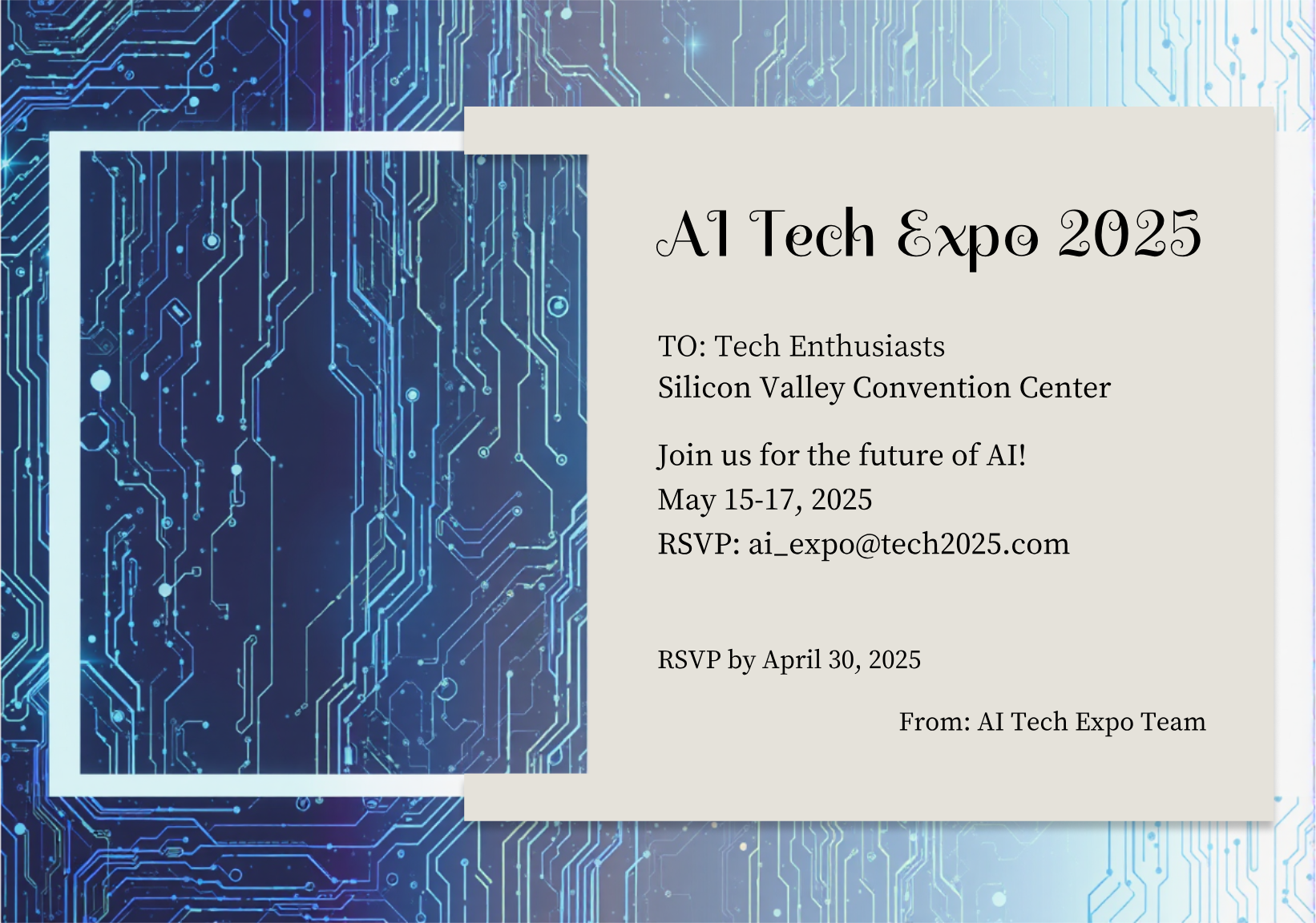 AI Tech Expo 2025 Postcard Template - AI Designs by MolyPix.AI