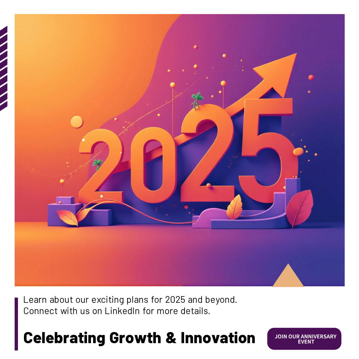 Orange Purple Illustration Company Anniversary Company Growth 2025 ...
