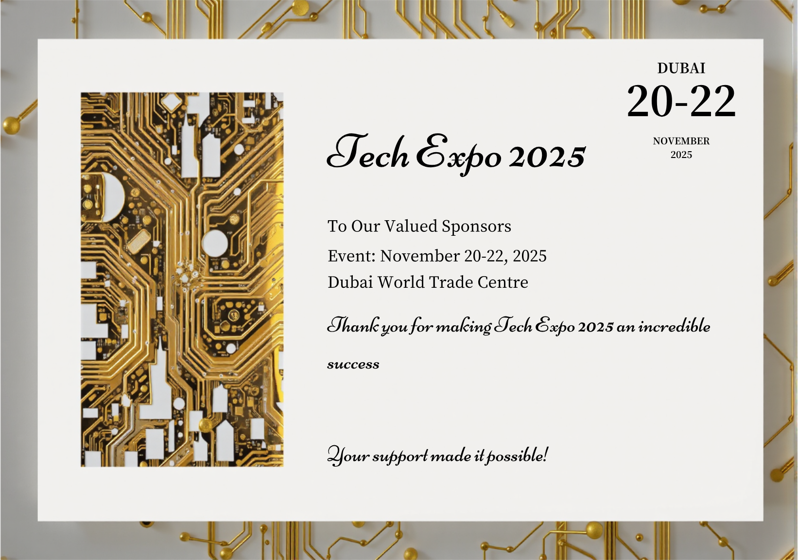 Tech Expo 2025 Sponsors Postcard Template - AI Designs by MolyPix.AI