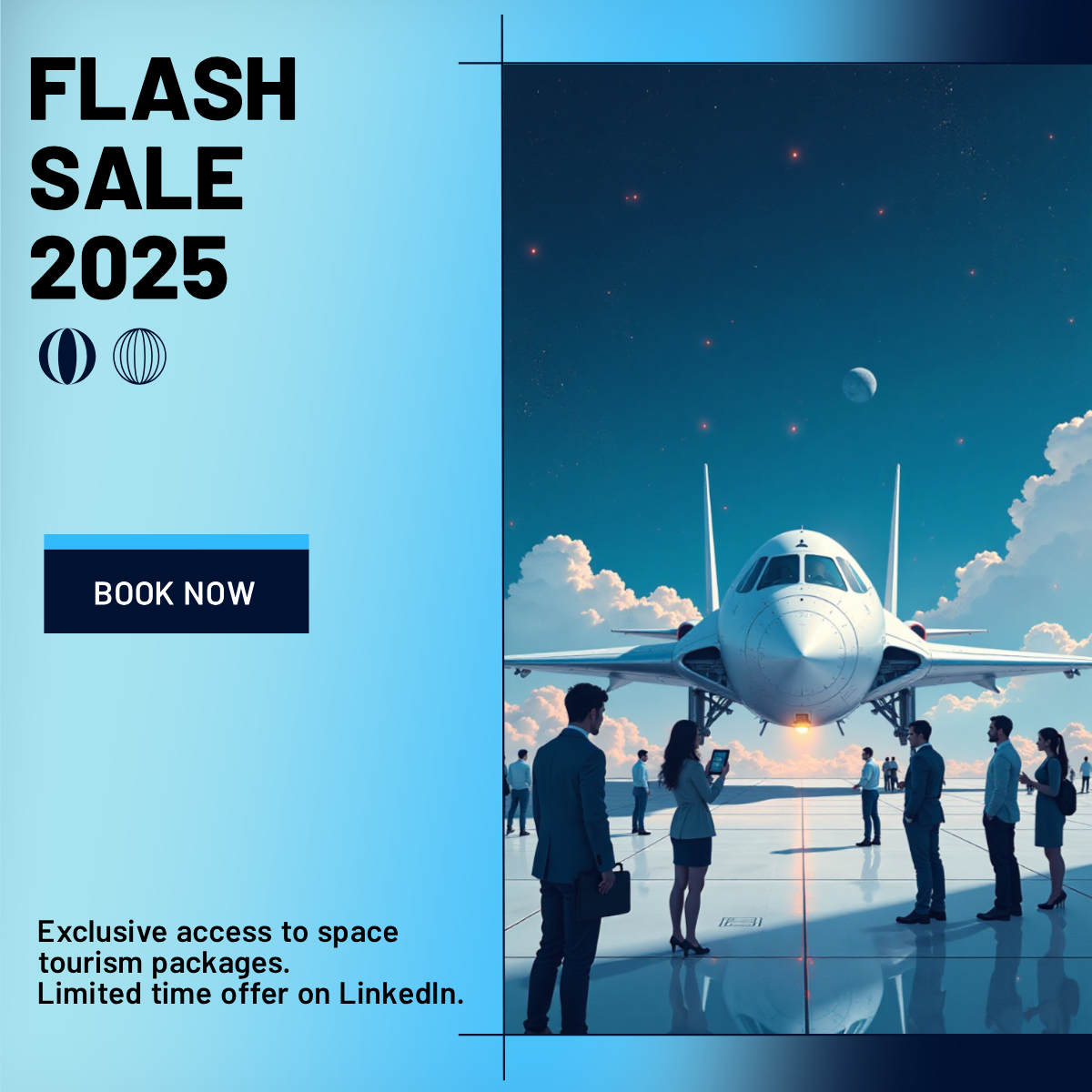 Space Tourism Flash Sale 2025 LinkedIn Post Template - AI Designs by ...