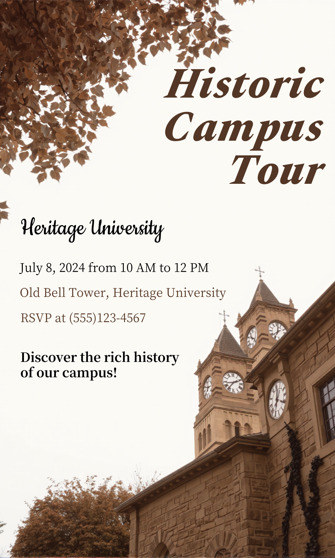 Historic Campus Tour Invitation Template - AI Designs by MolyPix.AI