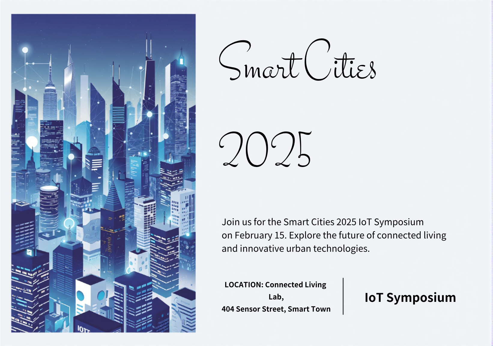 Smart Cities 2025 IoT Symposium Postcard Template - AI Designs by ...