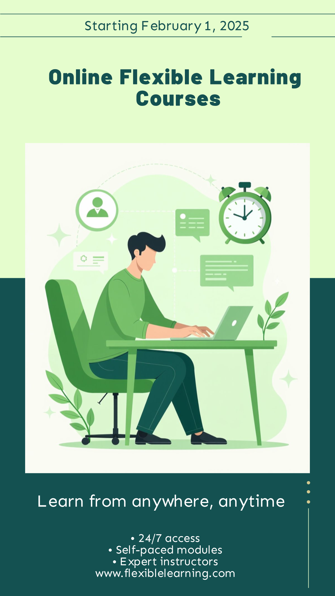 Online Flexible Learning Courses Poster Template - AI Designs by MolyPix.AI