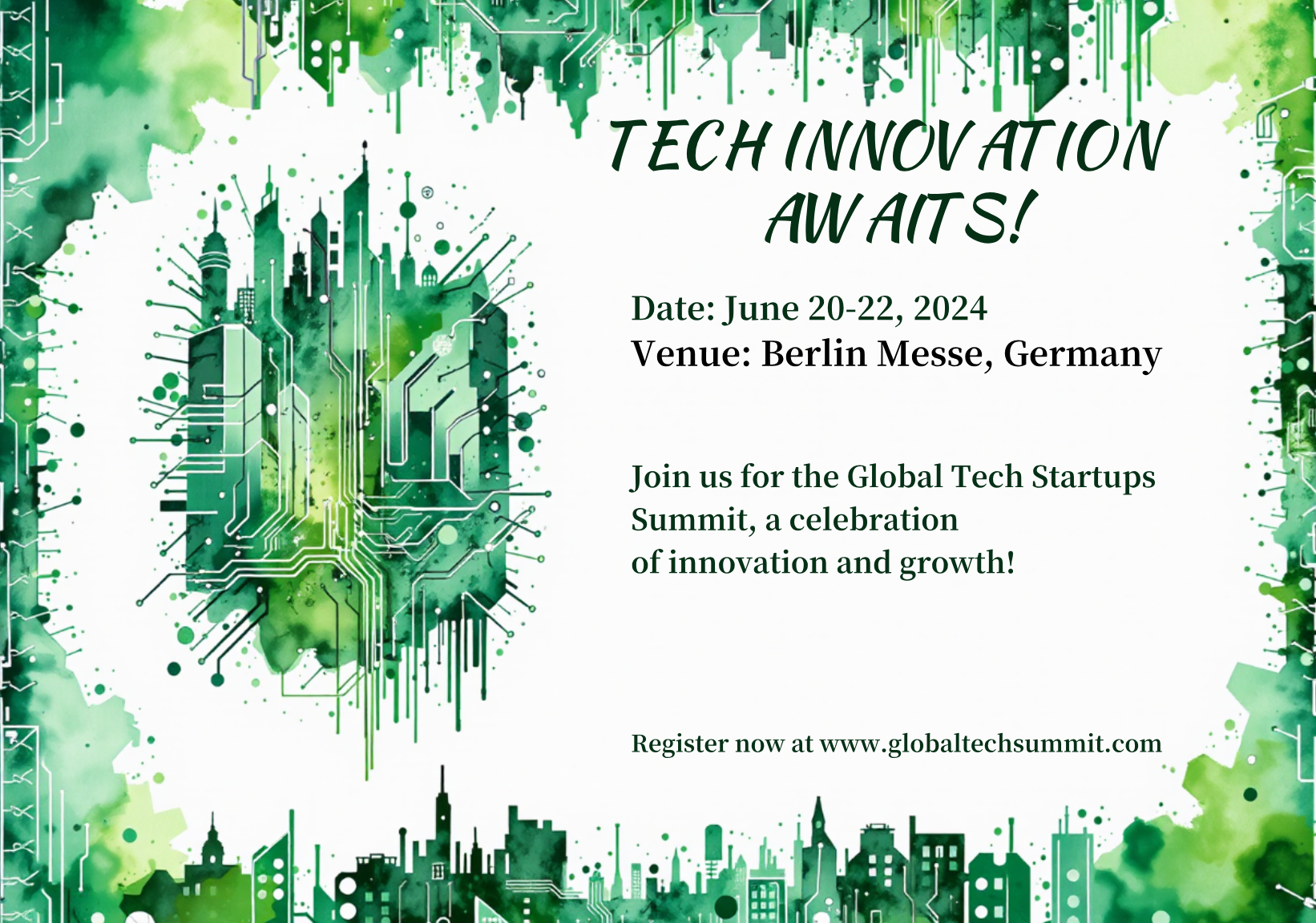 Global Tech Exhibitions Summit Postcard Template - AI Designs by MolyPix.AI