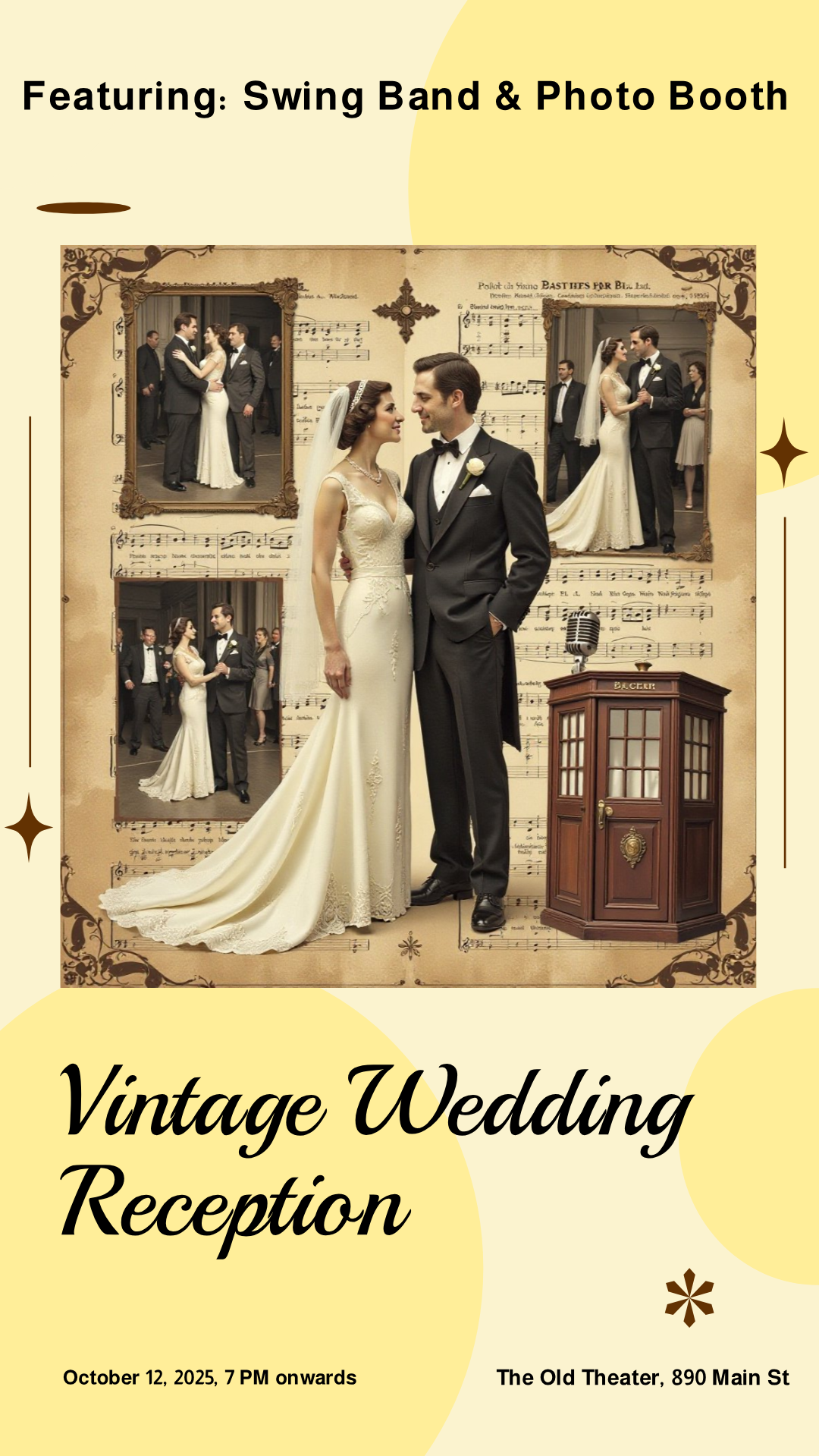Sample Reception Poster Vintage-Themed Wedding Reception Poster Template - AI Designs by MolyPix.AI