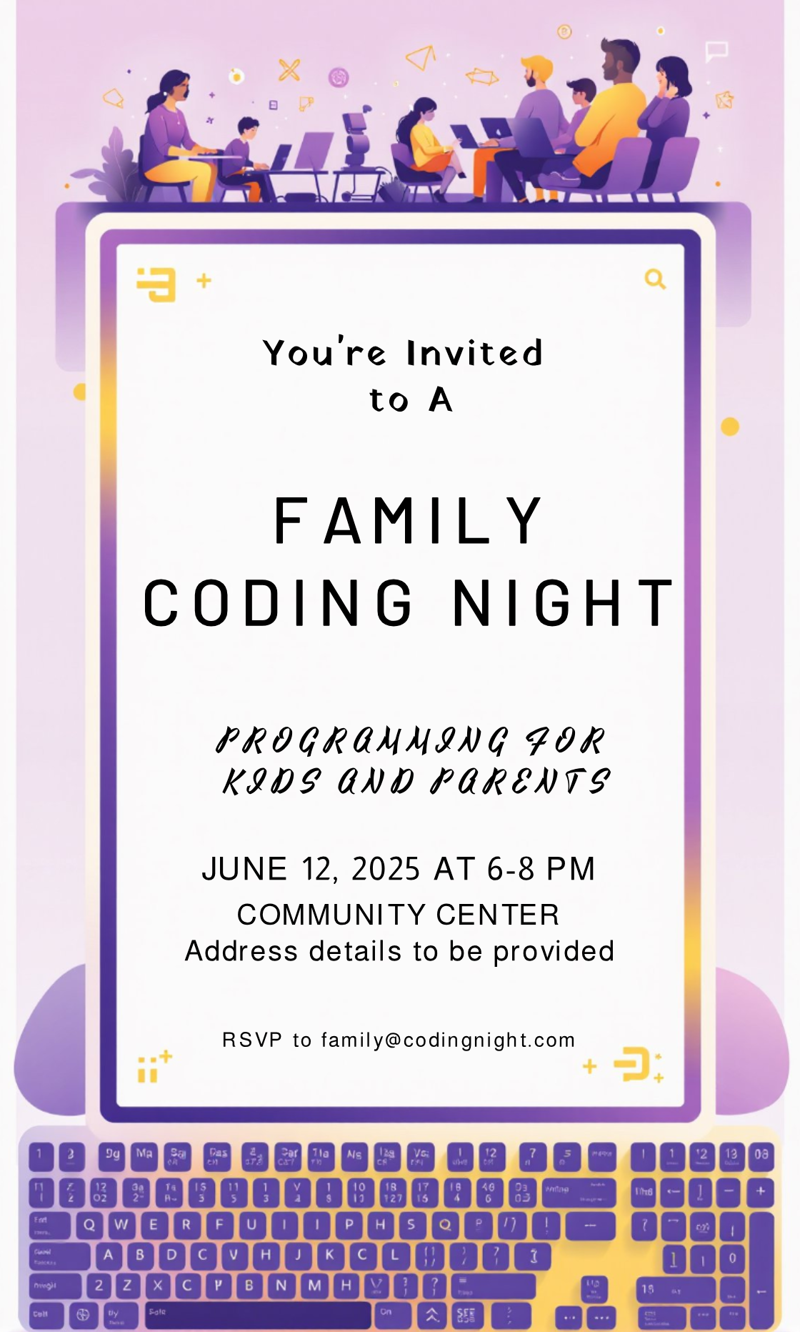 Family Coding Night Programming for Kids Invitation Template - AI ...