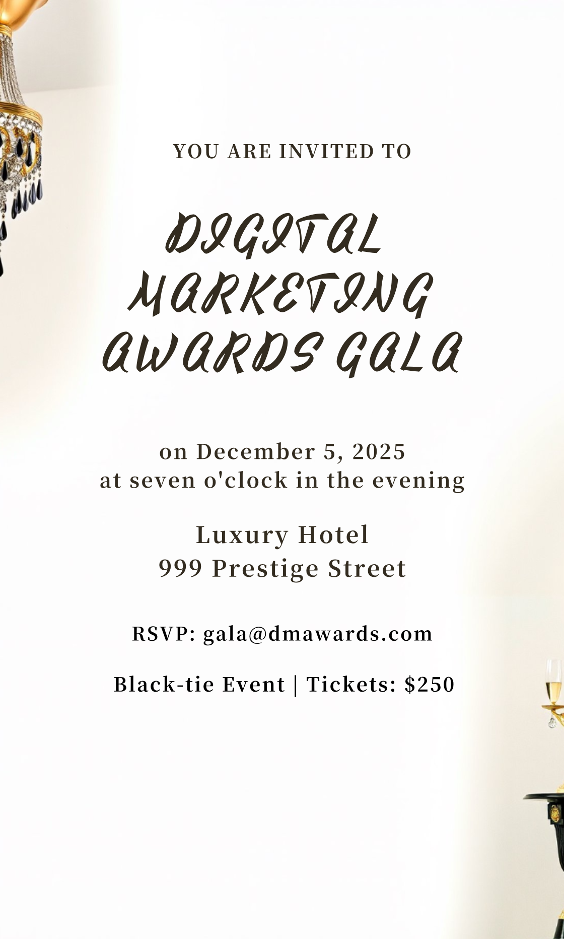 Unleash Your Creativity! Design your own Digital Marketing Awards Gala Invitation now!