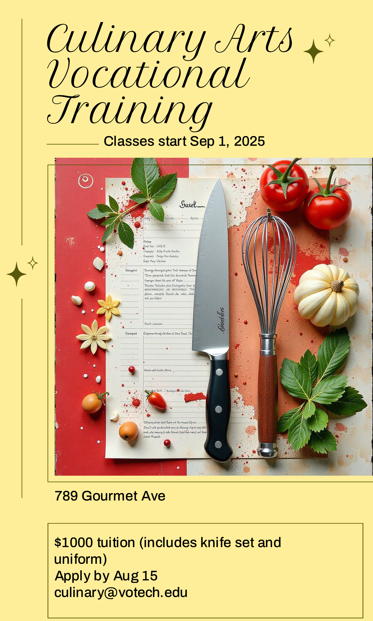 Vocation Course Poster Culinary Arts Vocational Training Program Poster Template - AI Designs ...
