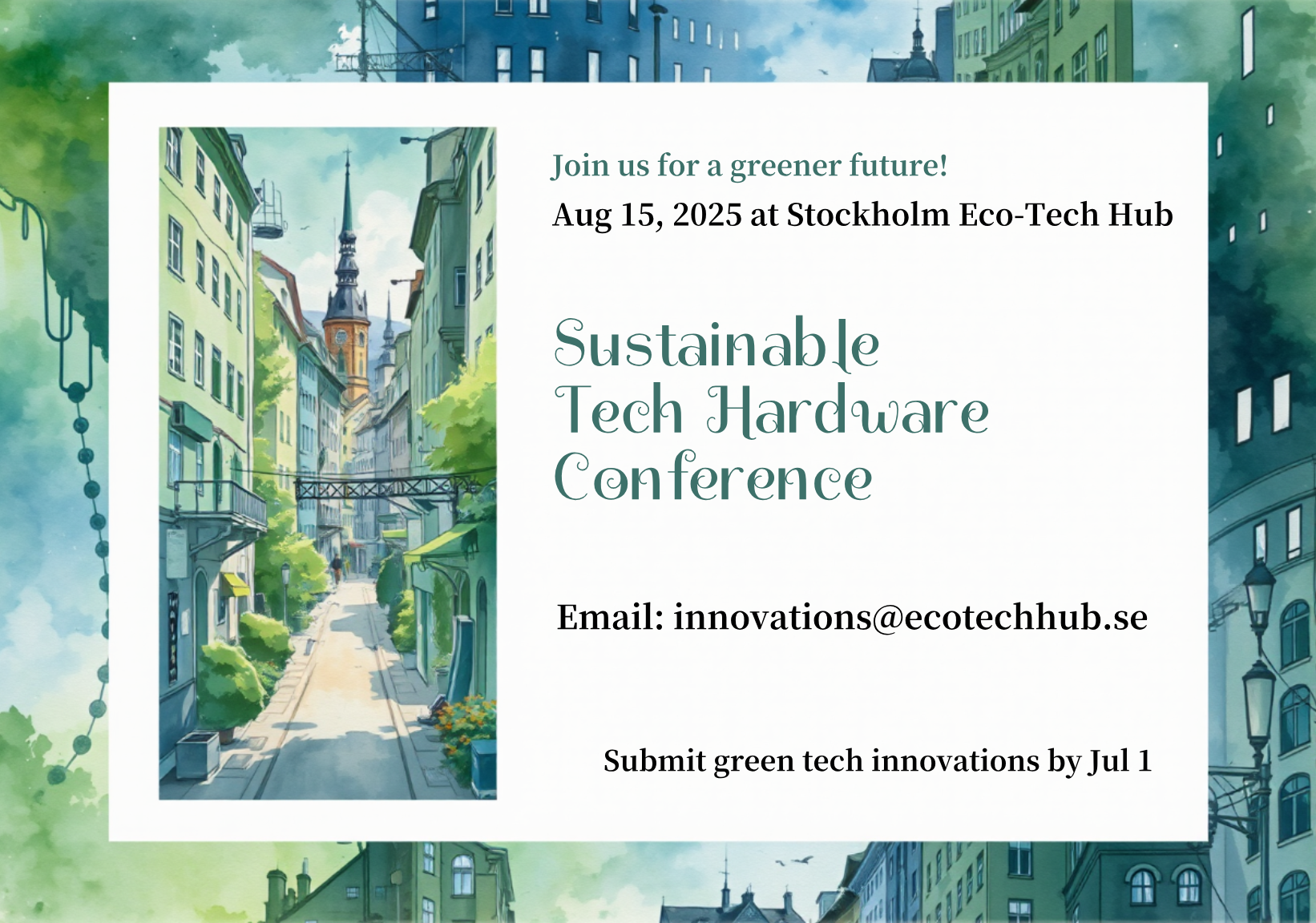 Sustainable Tech Hardware Exhibitions Postcard Template - AI Designs by ...