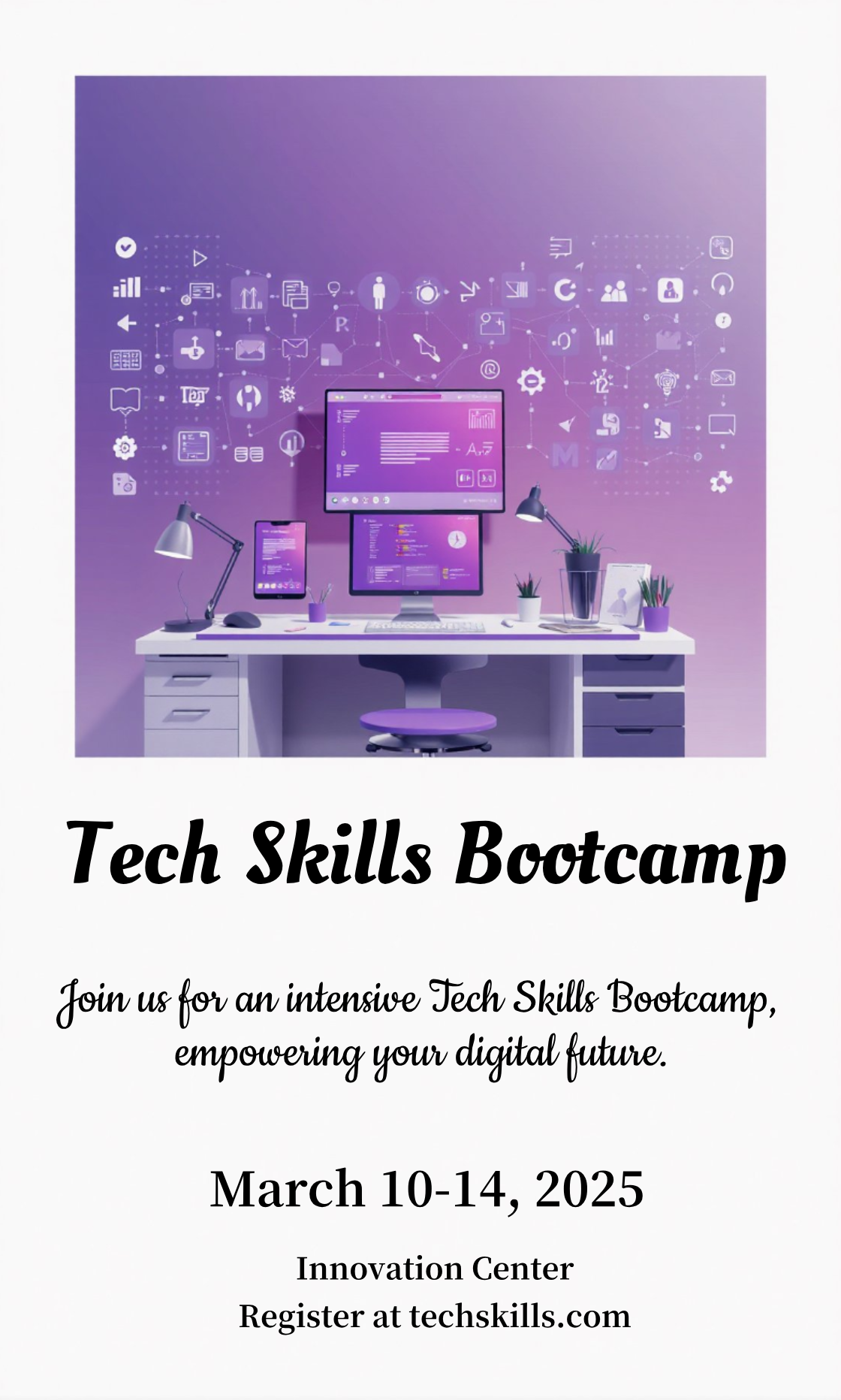 Capture the beauty of design by creating an Tech Skills Employee Training Programs Invitation!