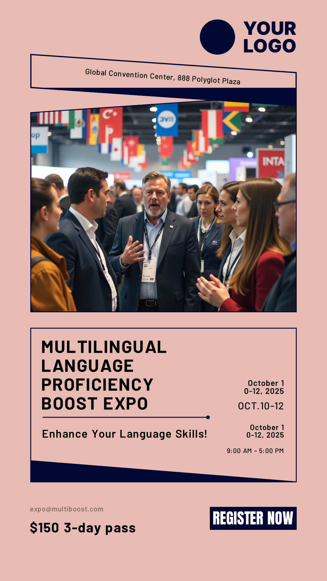 Unleash Your Creativity! Design your own Multilingual Language Proficiency Boost Expo Poster now!