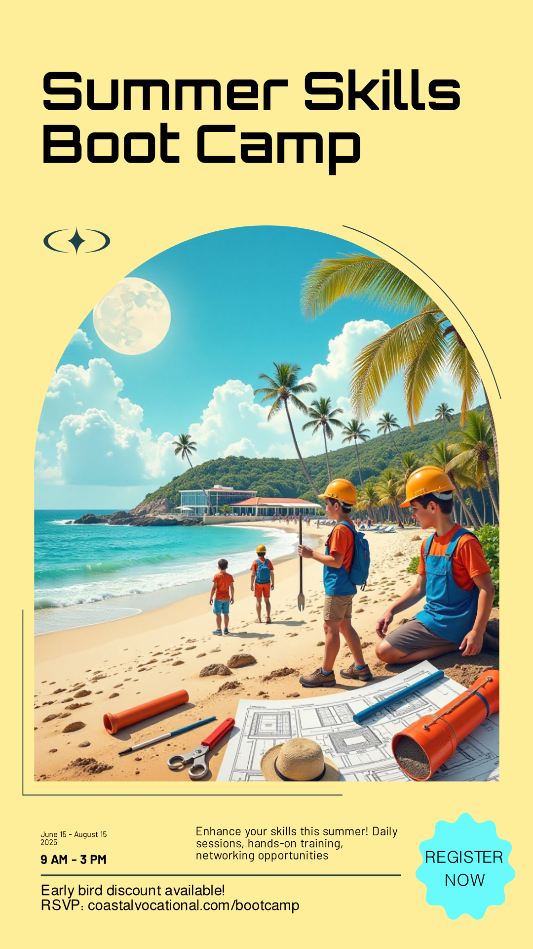 Personalize this Coastal Vocational Training Institute Summer Camp Poster template!
