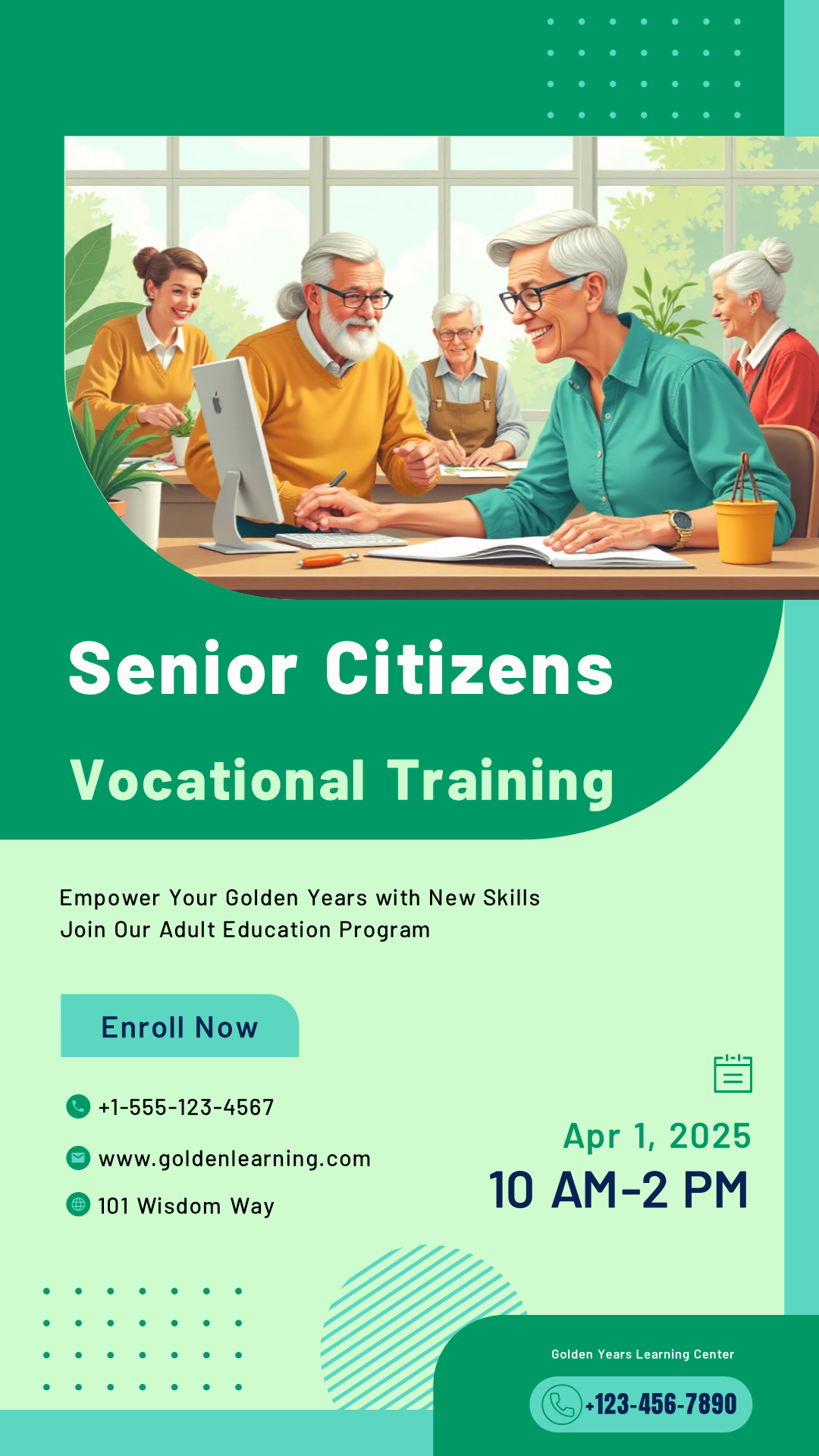 Vocation Course Poster Senior Vocational Training for Adults Poster Template - AI Designs by ...