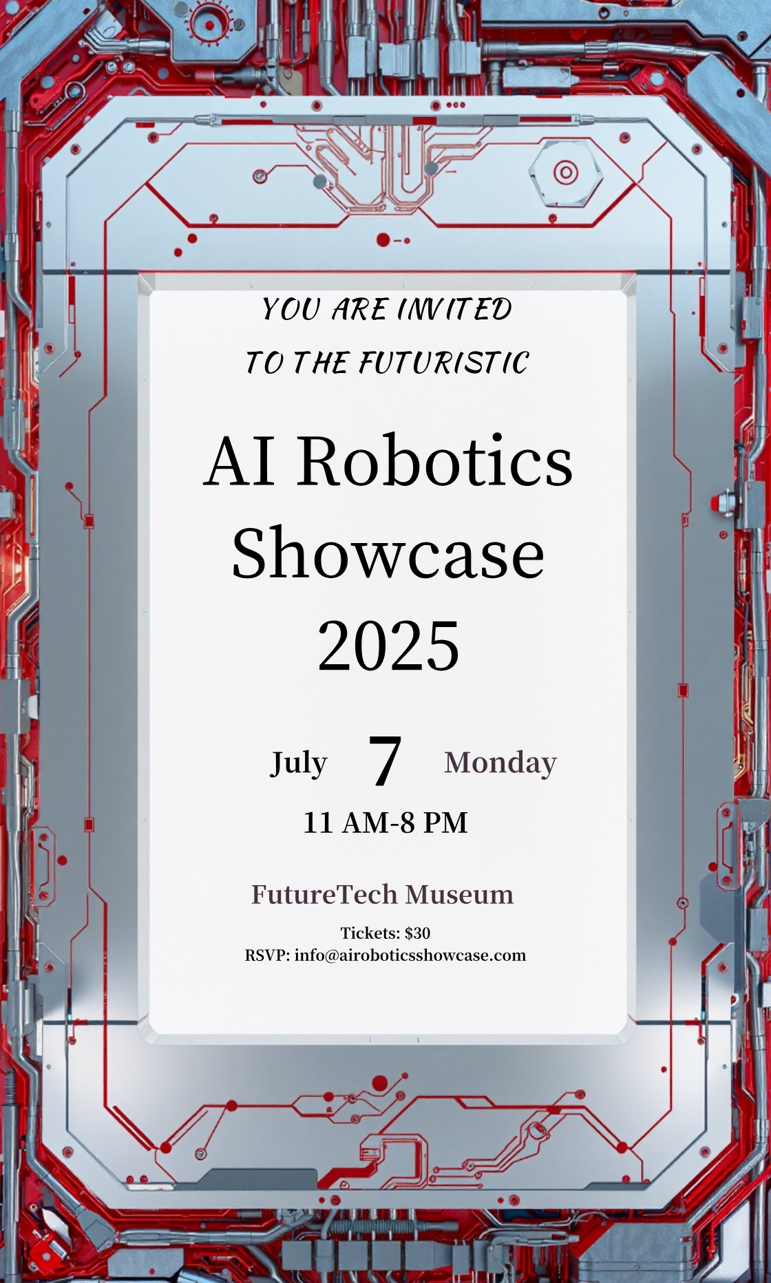 AI Robotics Showcase Invitation Template - AI Designs by MolyPix.AI