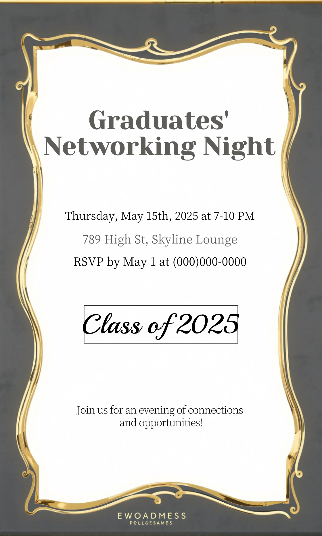 Graduates' Networking Night Invitation Template - AI Designs by MolyPix.AI