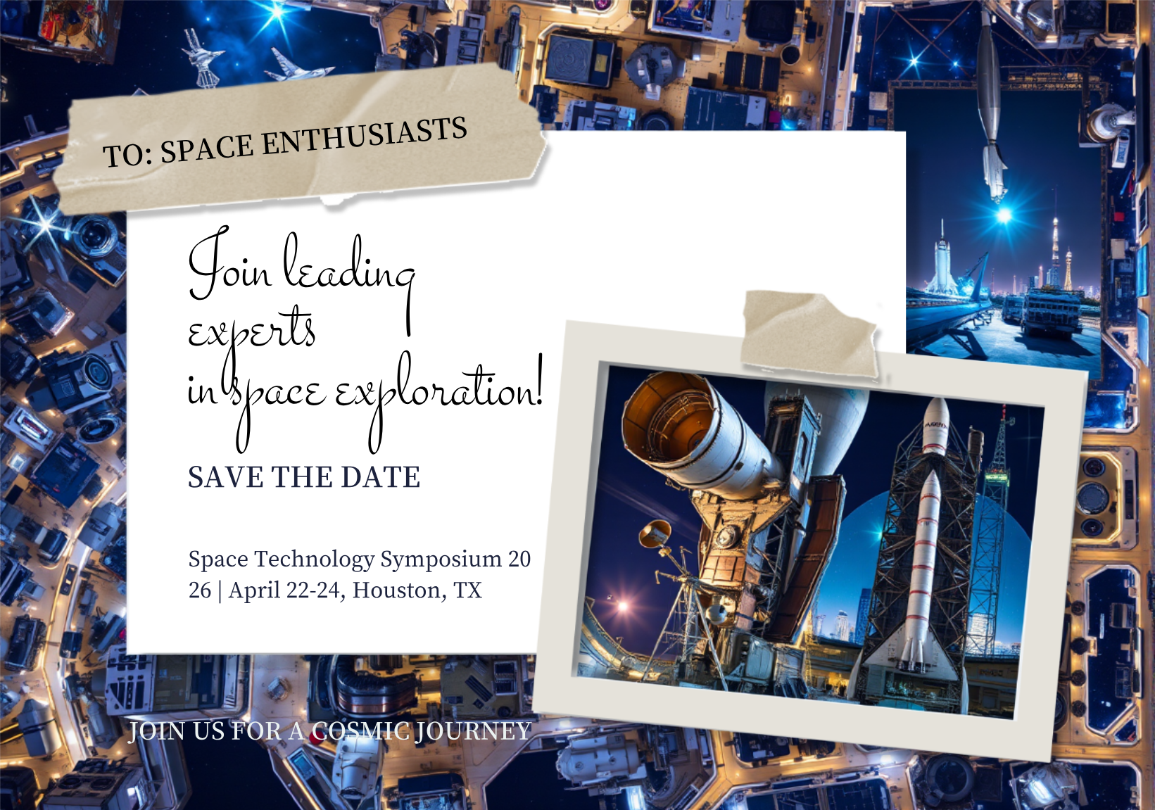 Space Global Tech Exhibitions Postcard Template - AI Designs by MolyPix.AI