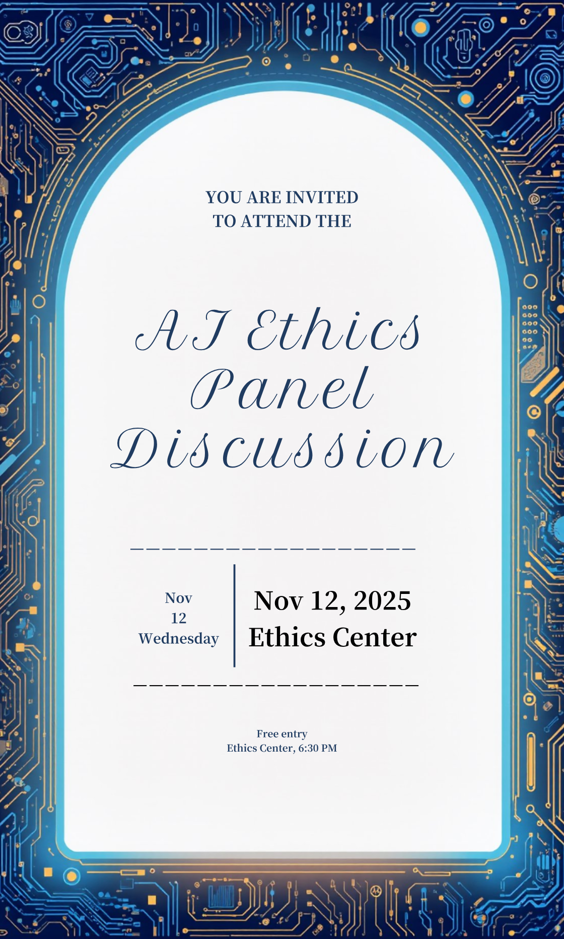 AI Ethics Panel Discussion Invitation Template - AI Designs by MolyPix.AI