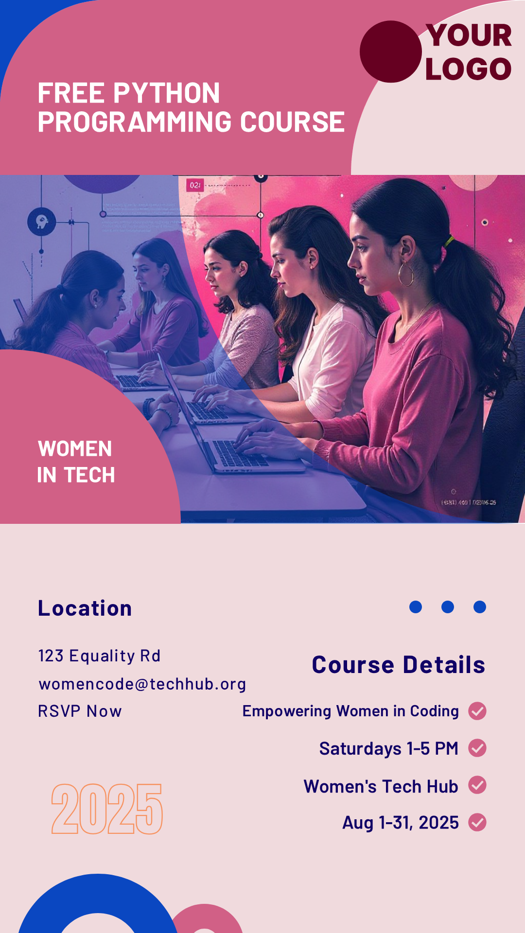 Make your own Women's Free Python Programming Course Poster!