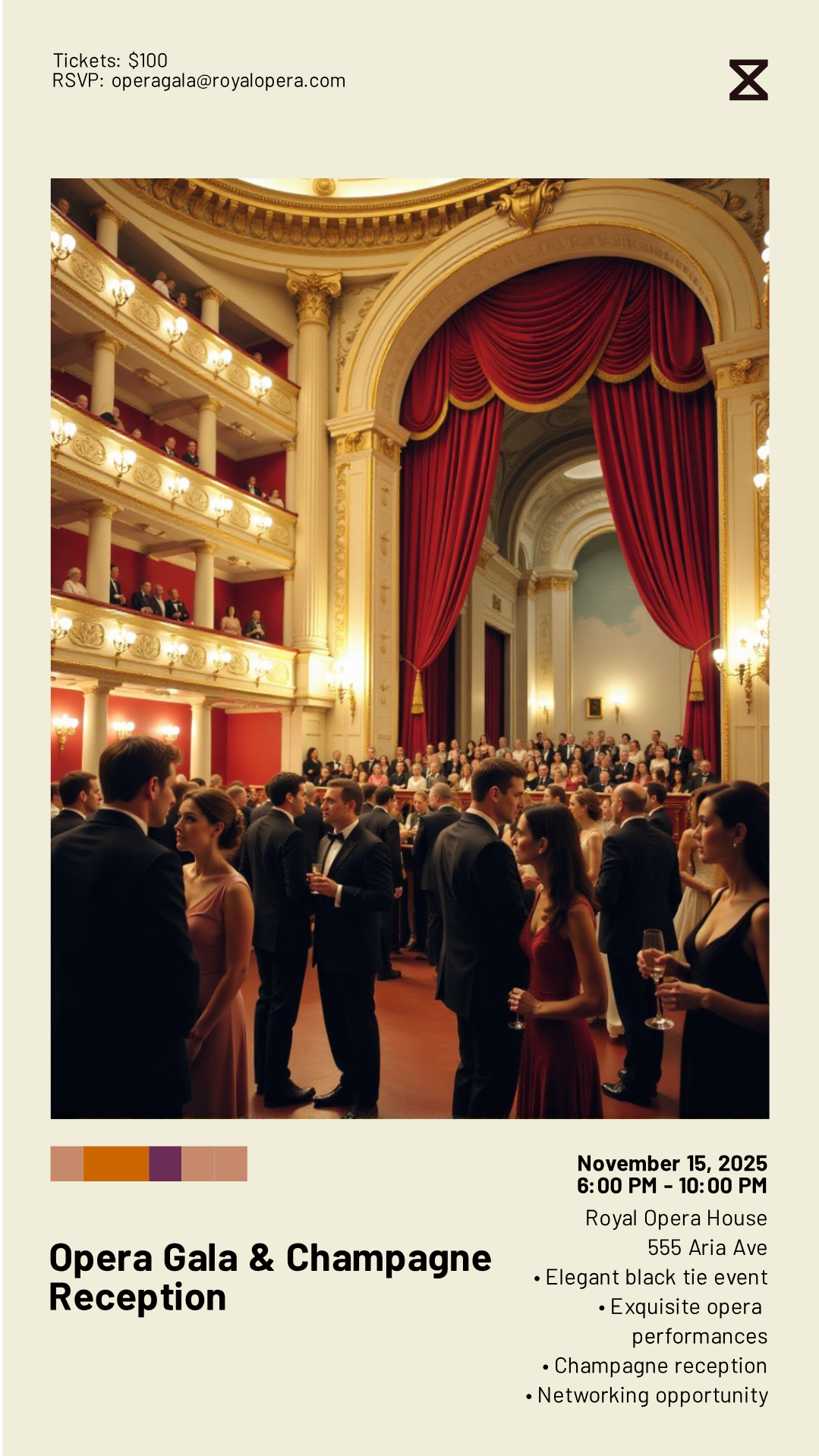 Opera Gala and Champagne Reception Poster Template - AI Designs by ...