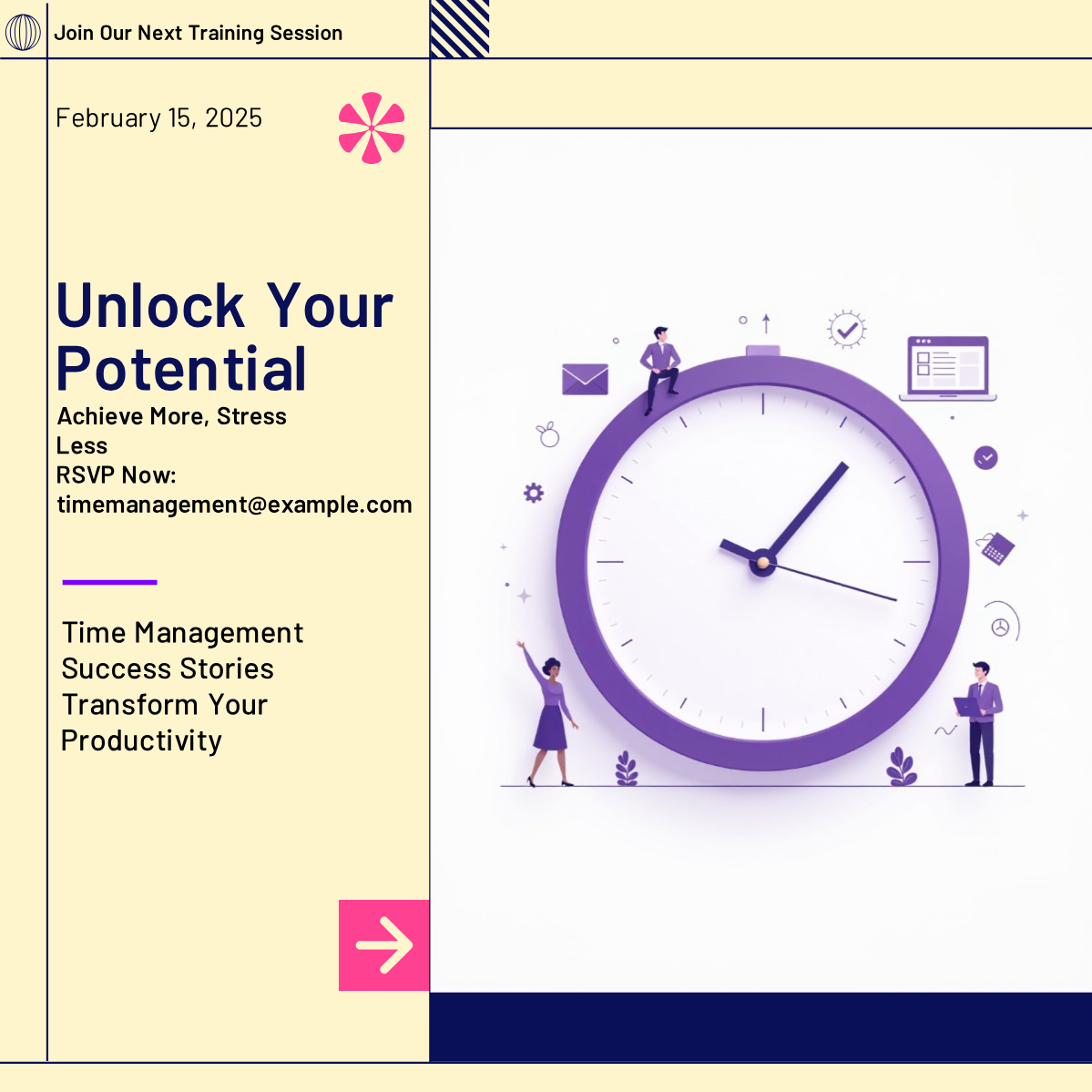 Time Management Training Success LinkedIn Post Template - AI Designs by ...