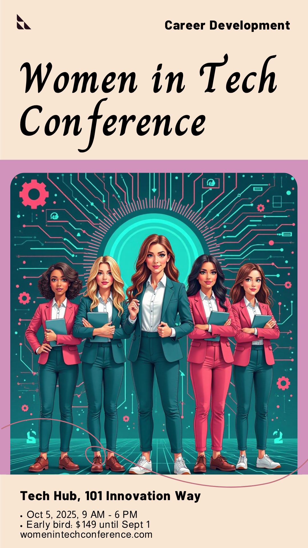 Women in Tech Career Development Poster Template - AI Designs by MolyPix.AI