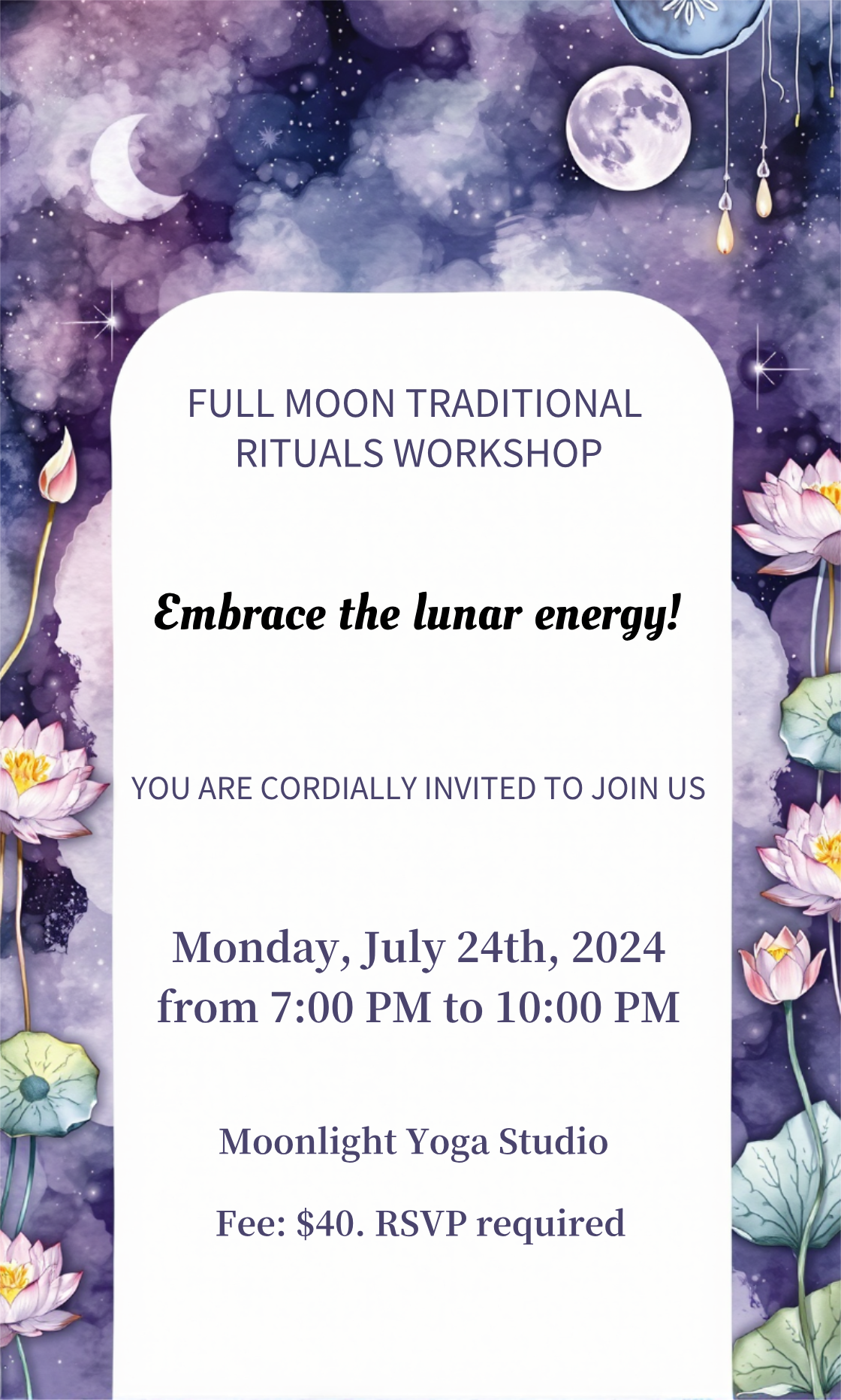 Full Moon Ritual Invitation Full Moon Traditional Rituals Invitation Template - AI Designs by ...