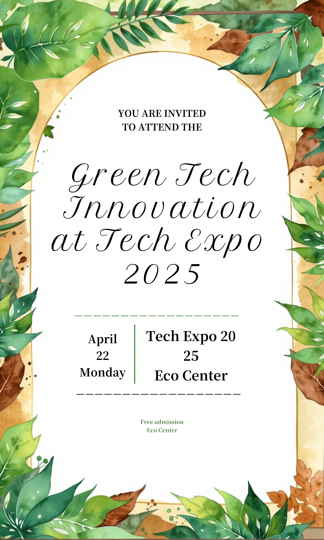 Green Innovation Tech Expo 2025 Invitation Template - AI Designs by ...