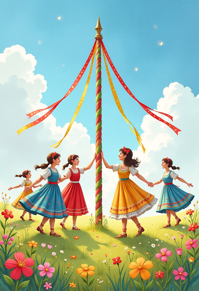 Maypole Templates Traditional Maypole Dance Celebration Image Template - AI Designs by ...