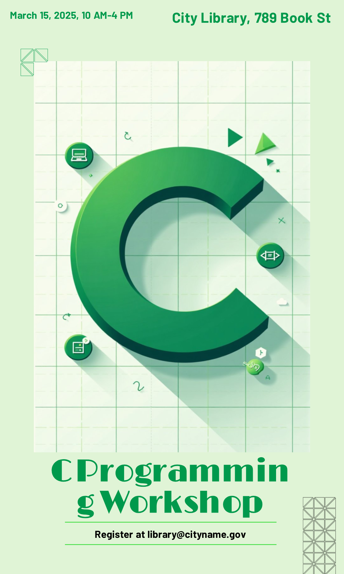 Personalize this Introduction to C Programming Course Poster template!