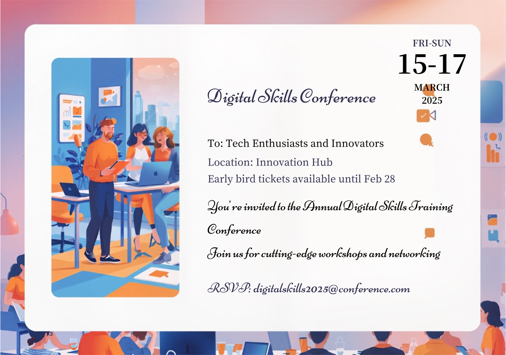 Annual Digital Skills Training Postcard Template - AI Designs by MolyPix.AI