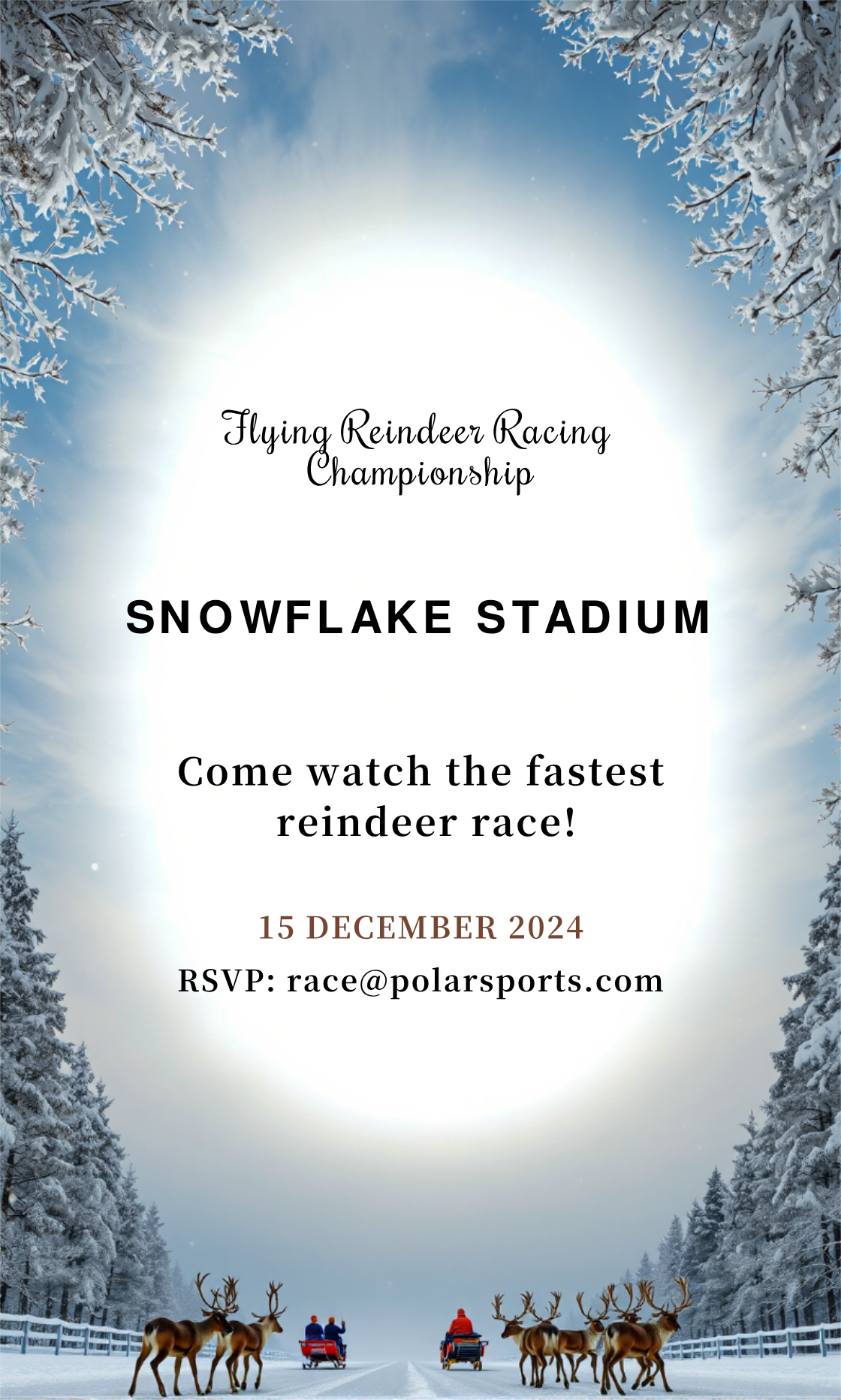 Flying Reindeer Racing Championship Invitation Template - AI Designs by ...