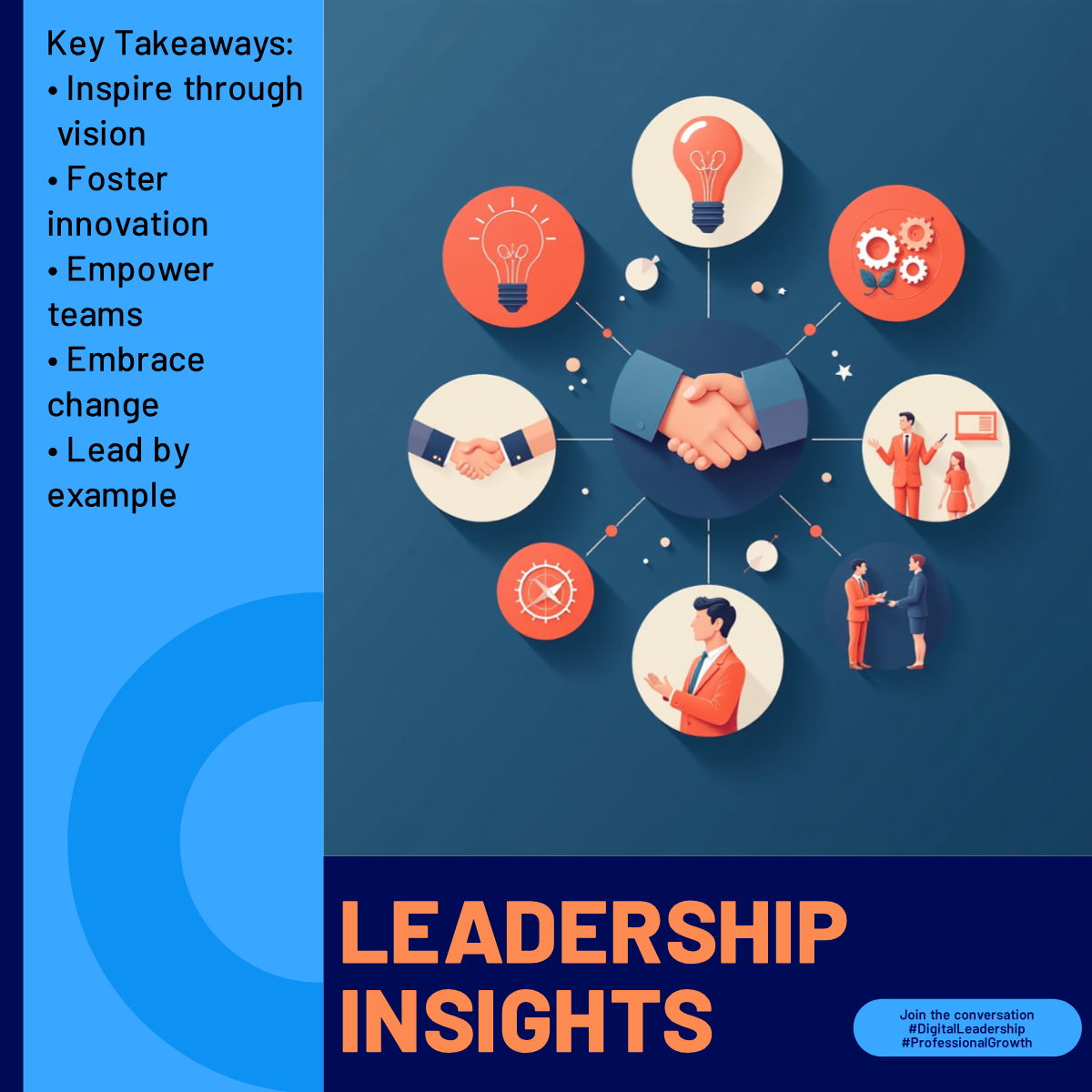 Make your professional Linkedin post popup with a custom Digital Seminar Key Takeaways LinkedIn Post.