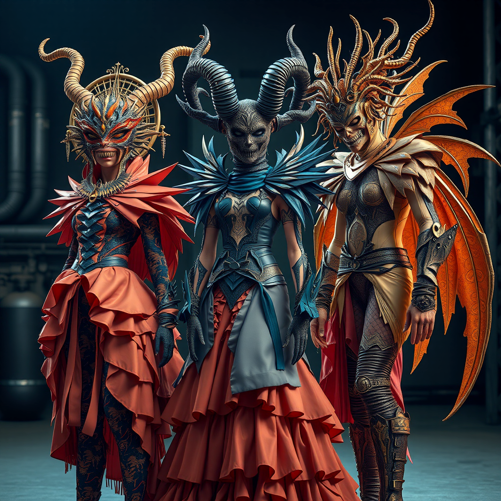 Turn your ideas into a wonderful Haute Couture Halloween Costumes Image in one sentence - it's that simple!
