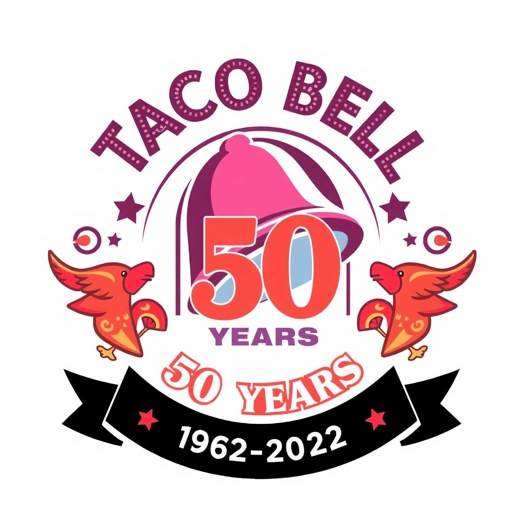 Make your own Taco Bell Logo 50th Anniversary Logo in one sentence!