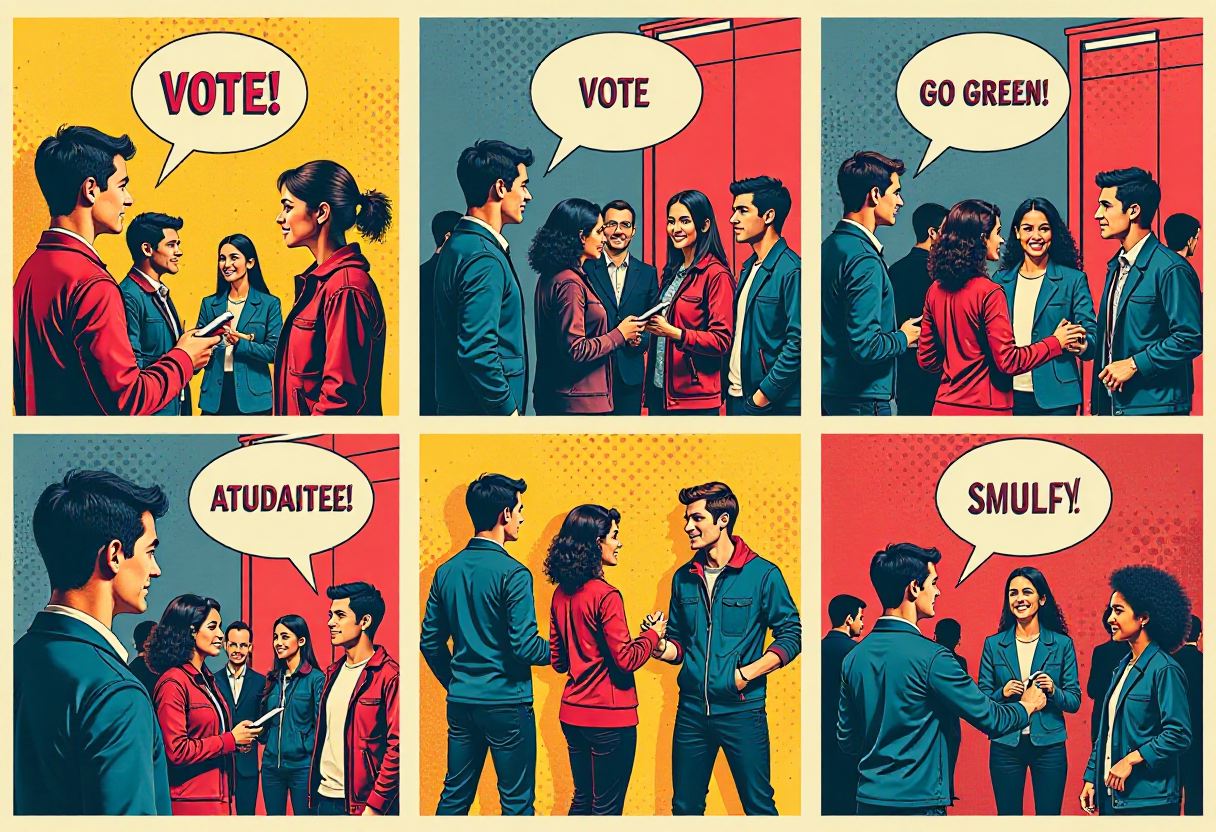 Turn inspirations into wonderful visuals in no time. Generate a Student Government Activities Collage Art on your own!