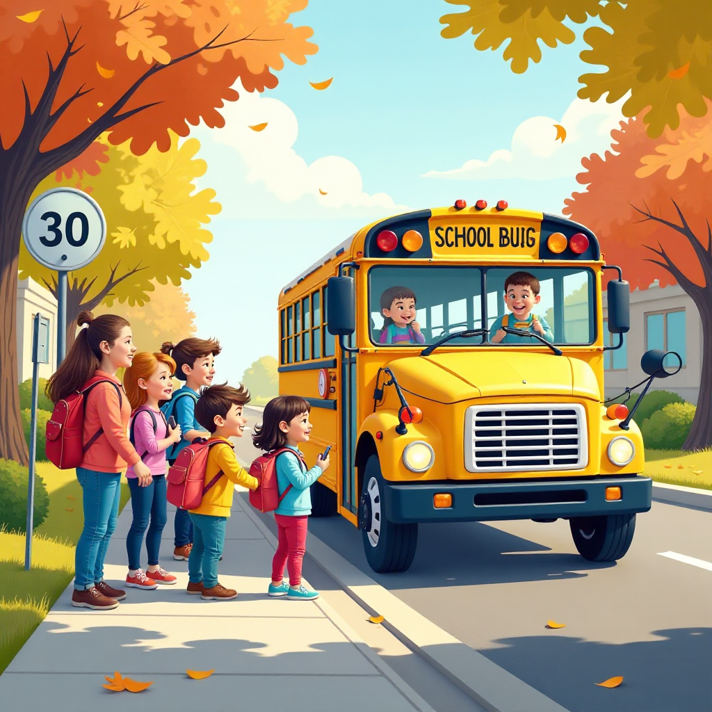 Get creative! Make your desired School Bus First Day of School Illustration by typing a simple description!