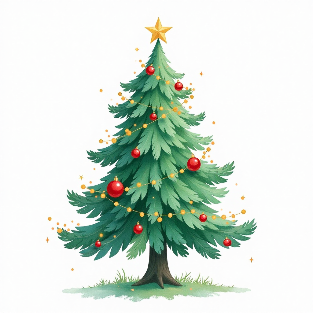 Get creative! Make your desired Soft Christmas Tree Clip Art Illustration by typing a simple description!