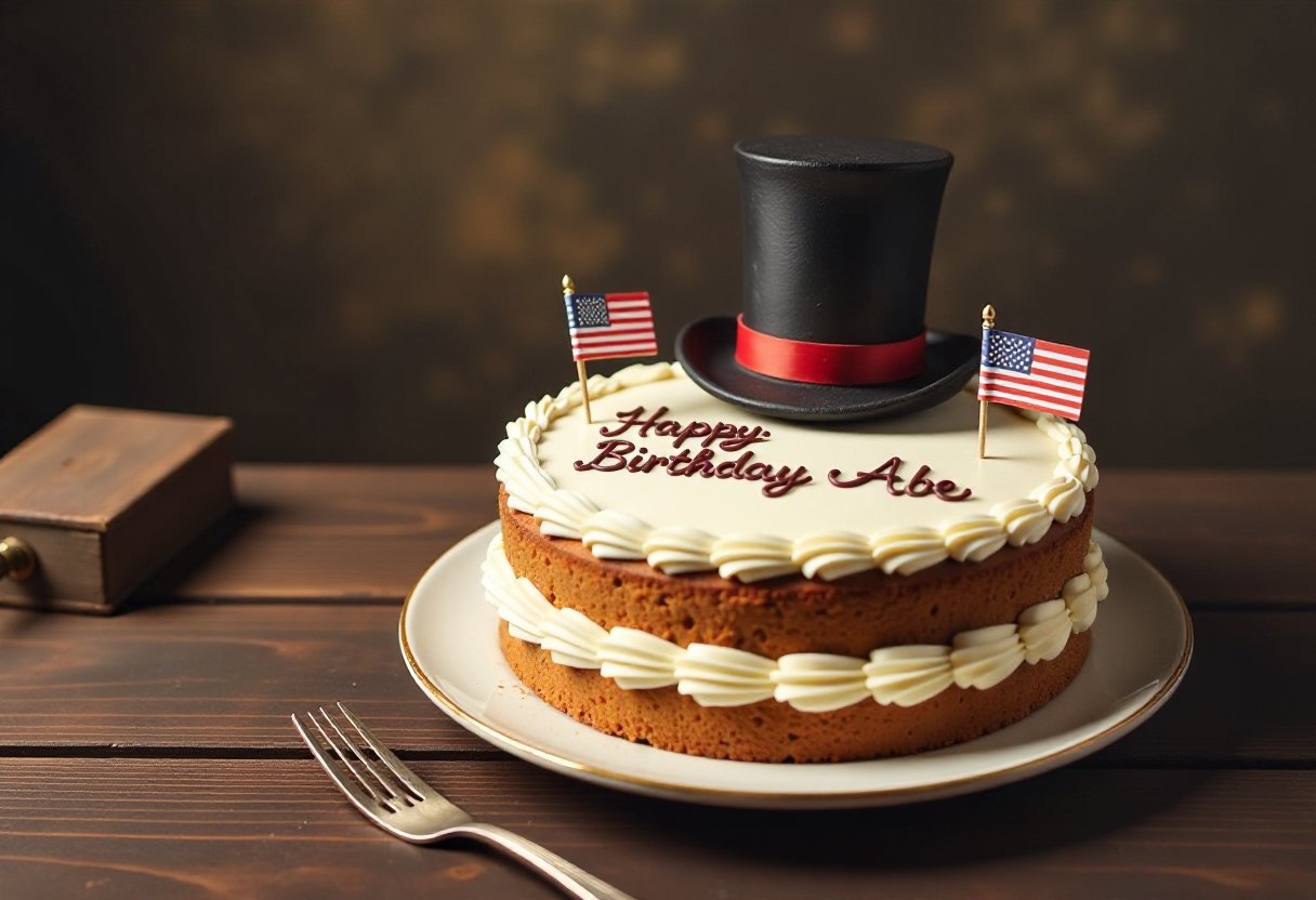 Turn inspirations into wonderful visuals in no time. Generate a Abraham Lincoln's Birthday Cake Celebration Image on your own!