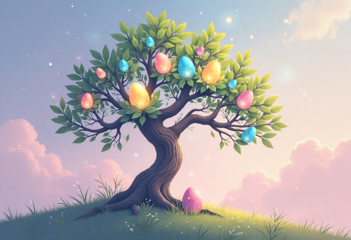 Magical Easter Eggs Tree Image Template - AI Designs by MolyPix.AI