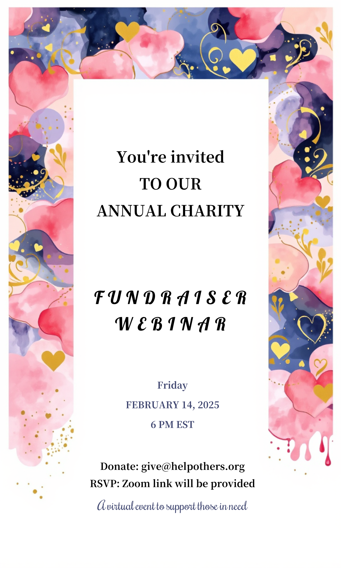 Make your own Annual Charity Fundraiser Zoom Webinar Invitation!
