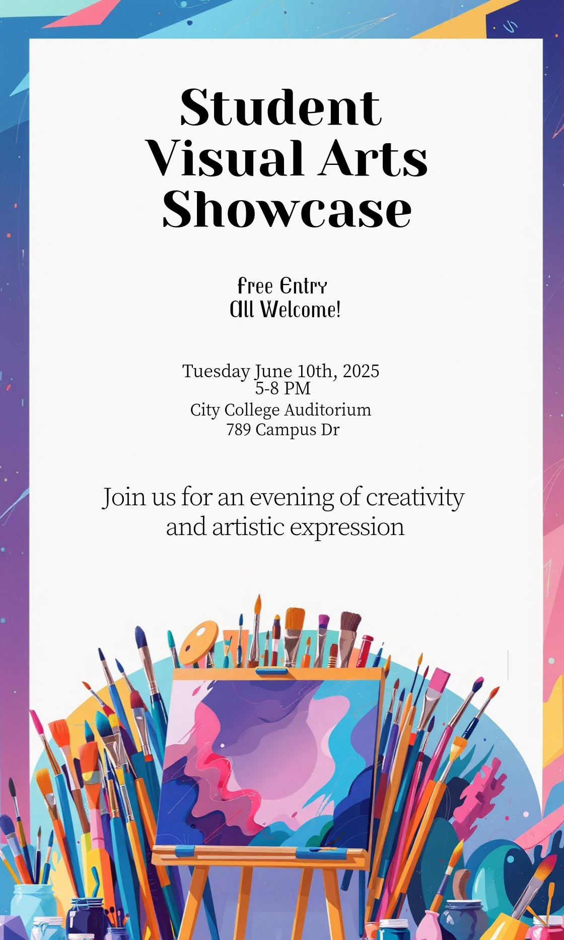 Student Visual Arts Showcase Invitation Template - AI Designs by MolyPix.AI