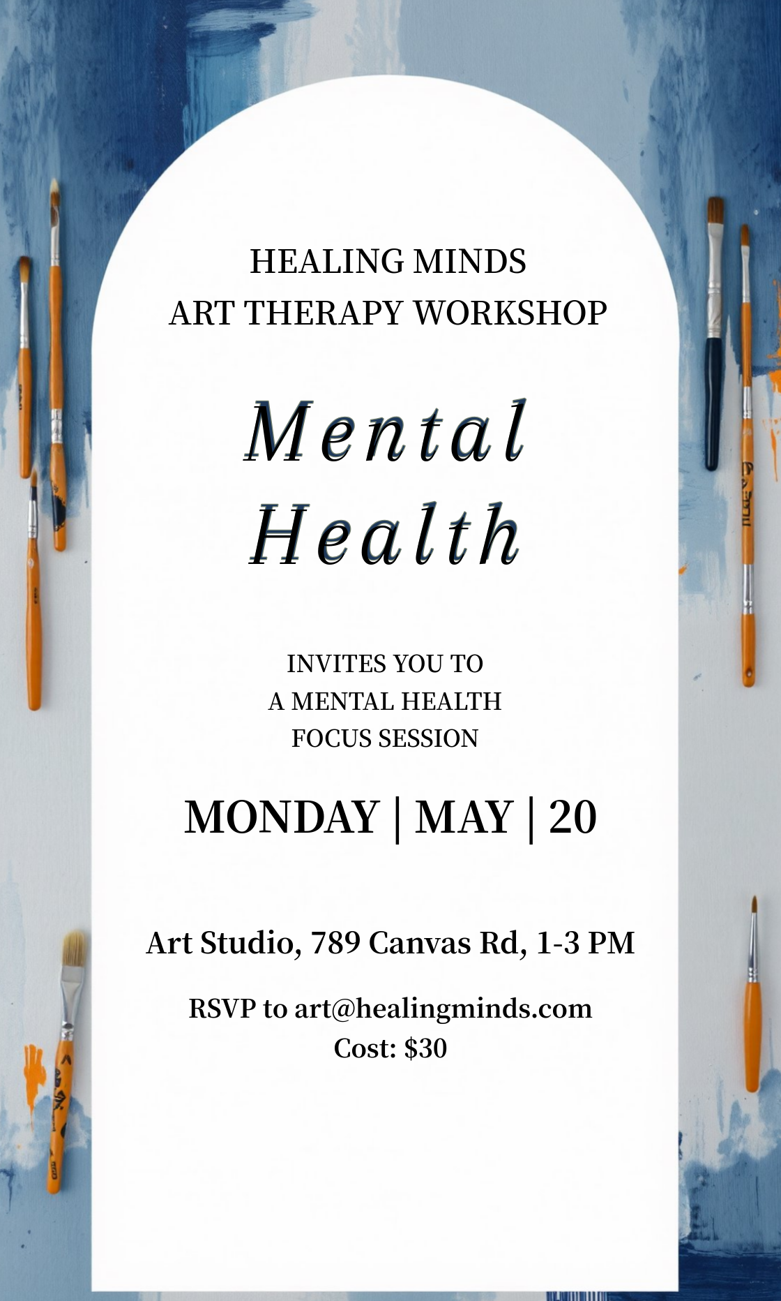 Get creative! Design your perfect Healing Minds Mental Health Art Therapy Invitation!