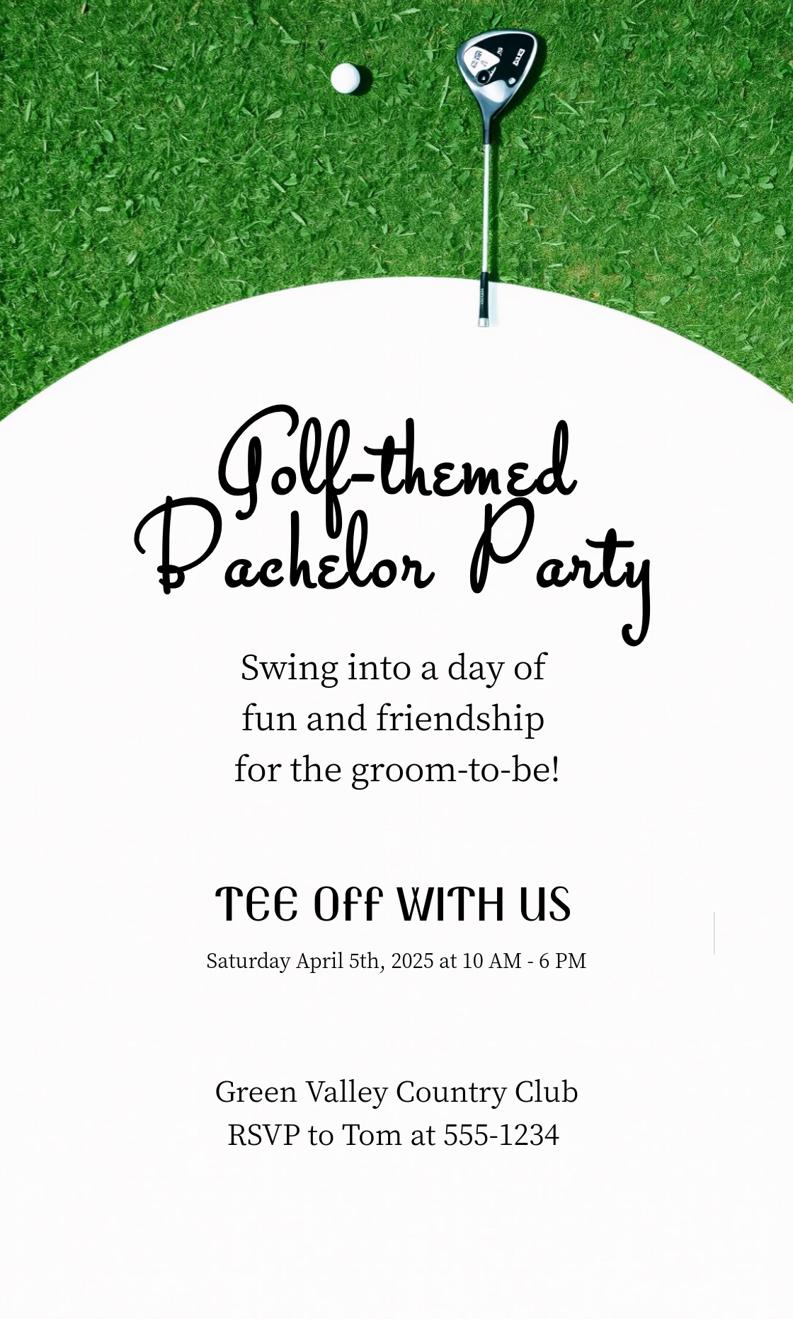 Capture the beauty of design by creating an Golf-themed Bachelor Party Invitation!