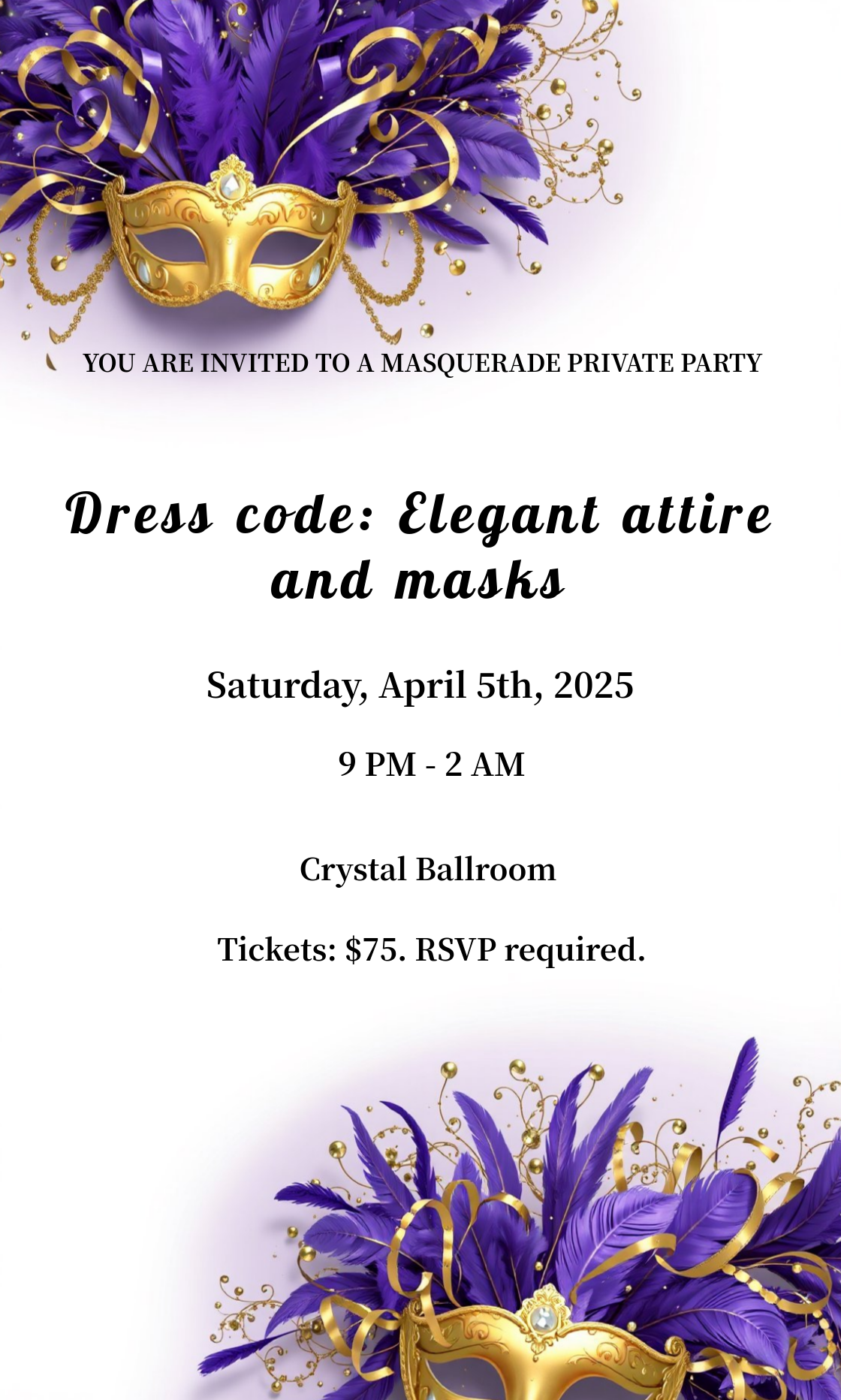 Make your own Masquerade Private Party Invitation!