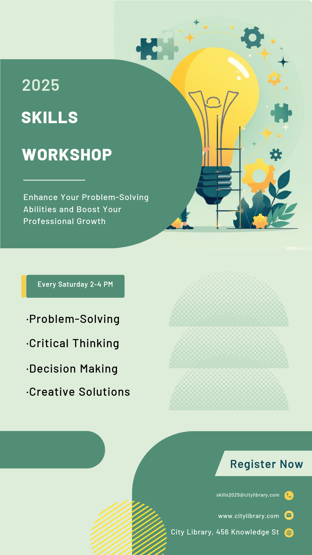 Capture the beauty of design by creating an Problem-Solving Skills 2025 Workshop Poster!