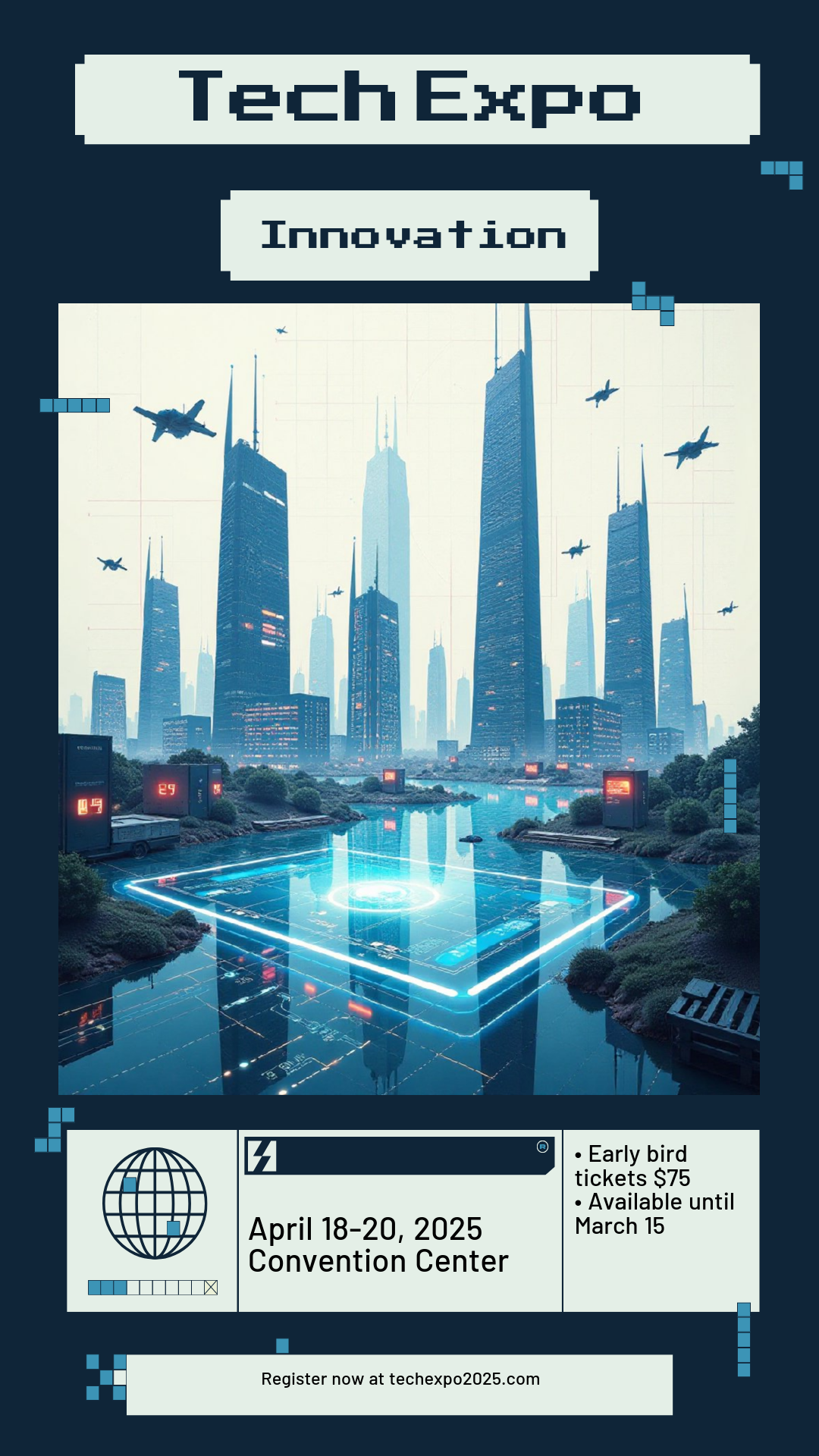 Personalize this Tech Expo Event Promotion Messages Poster template!