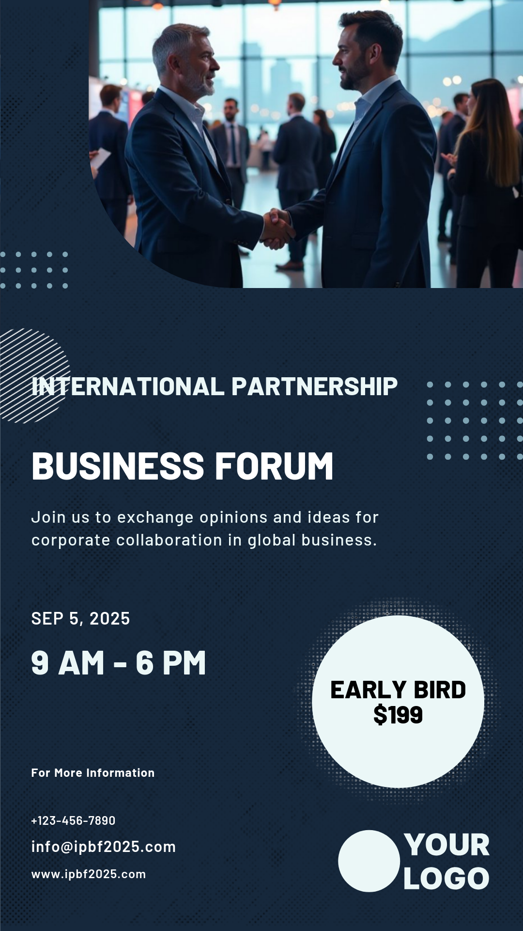 Capture the beauty of design by creating an International Partnership Business Forum Poster!