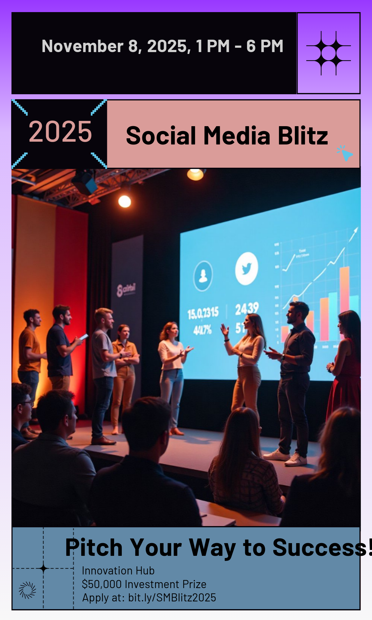 Social Media Blitz 2025 Startup Poster Template - AI Designs by MolyPix.AI